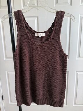 LOFT Textured Knit Tank - Brown
